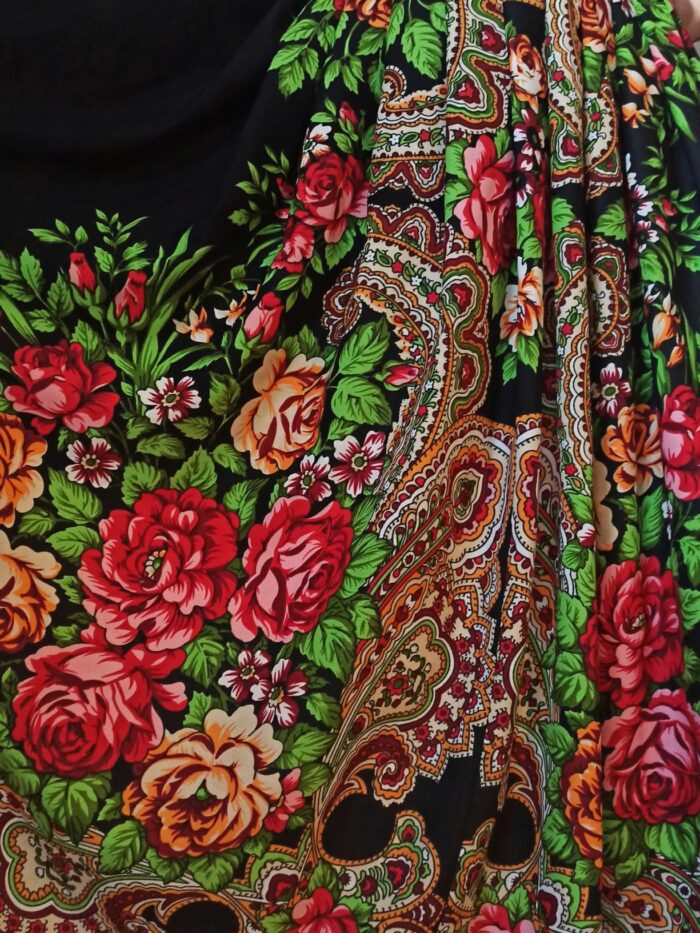 Leluja - góralska spódnica wełniana, duży wzór turecki w kwiaty